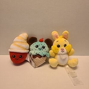 Disney Parks Wishables Lot Of 3, Pre-owned. Minot stains on the green ice cream
